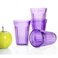 thumbnail image 6 of STPgoods Lavender Faceted Stackable Drinking Glasses Set 4 Pcs 8.45 fl oz Glass Tumbler Set Water Glasses, Purple, 6 of 9