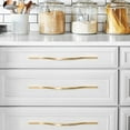thumbnail image 4 of Goo-Ki 11.3''/12.6'' Double Hole Centers Light Brushed Brass Cabinet Pull, Modern Handle Minimalist Drawer Handle Wardrobe Cabinet Zinc Alloy Handle, 6 Pack, 4 of 7