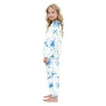 thumbnail image 4 of Fluffy Pajamas Set Fuzzy Winter Warm Pj Sets Pullover Tops and Long Pants Blue Pastel Flowers X-Small, 4 of 8