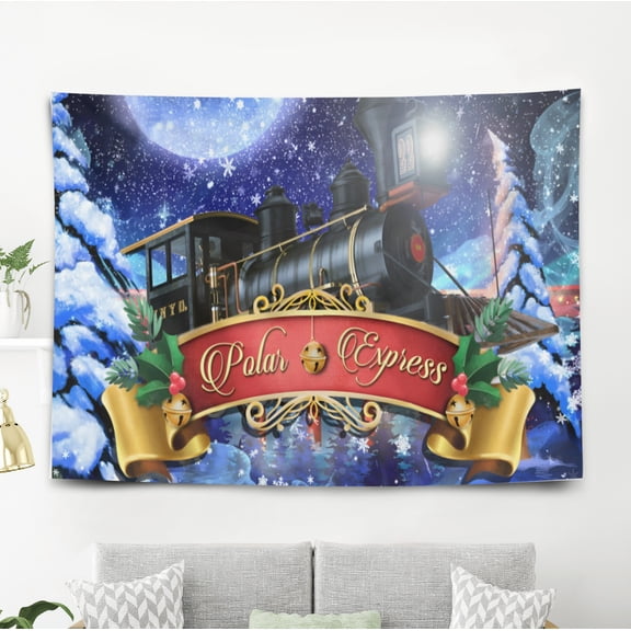 The Polar Express Tapestry Gift Wall Hanging Backdrop for Room Bedroom Girls Fans Background Banner Party Birthday Supplies Decor