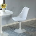 thumbnail image 2 of Mid-Century Modern White Tulip Side Chair with White Cushioned Seat - Stylish and Comfortable Polypropylene Swivel Accent Chair for Home Office, Living Room or Kitchen Bar, 2 of 7