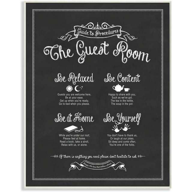 The Guest Room Guide Wall Plaque, 13 x 19, Design by Artist Lettered and Lined