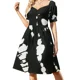 thumbnail image 2 of Vestido de verano para mujer, manga corta, estilo minimalista contemporáneo, con pinceladas de tinta, abstracto en blanco y negro., 2 of 7