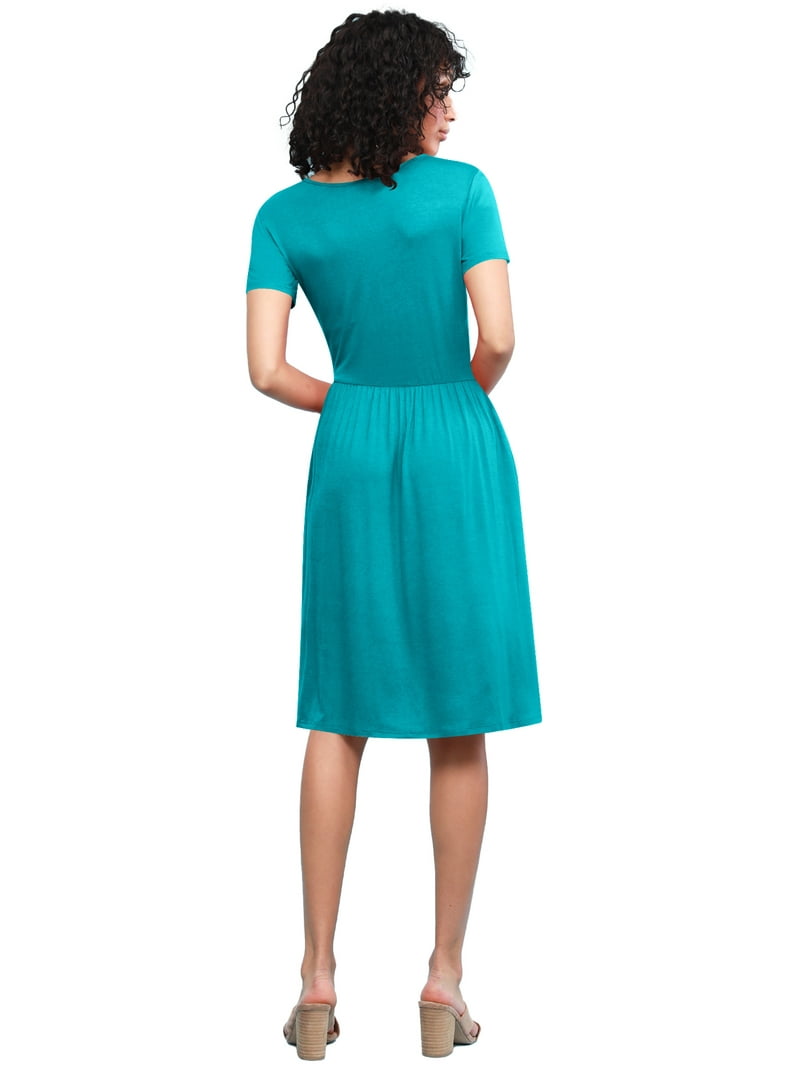 Made by Johnny Women's Comfy Casual Short Sleeve Flowy Dresses Loose Plain  Dress with Pockets L JADE - Walmart.com