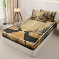 thumbnail image 2 of Castle Fairy Autumn Rustic Deer Zipper Full Size Comforter Sets with Fitted Sheet and 2 Pillowcases for Boys,Vintage Jungle Sunset Zipper Bedding Set,Sepia Brown Black,Black Reversible,4pcs, 2 of 6