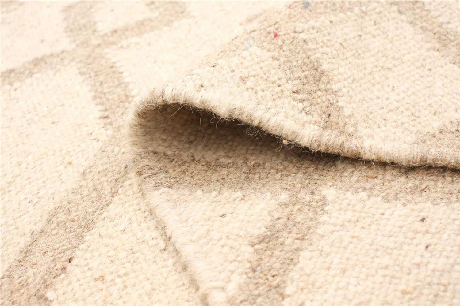 ECARPETGALLERY 5'2" x 7'10" Flat-weaves & Kilims Organica Hand Made Area Rug for Living Room, Dining Room and Bedroom in Ivory