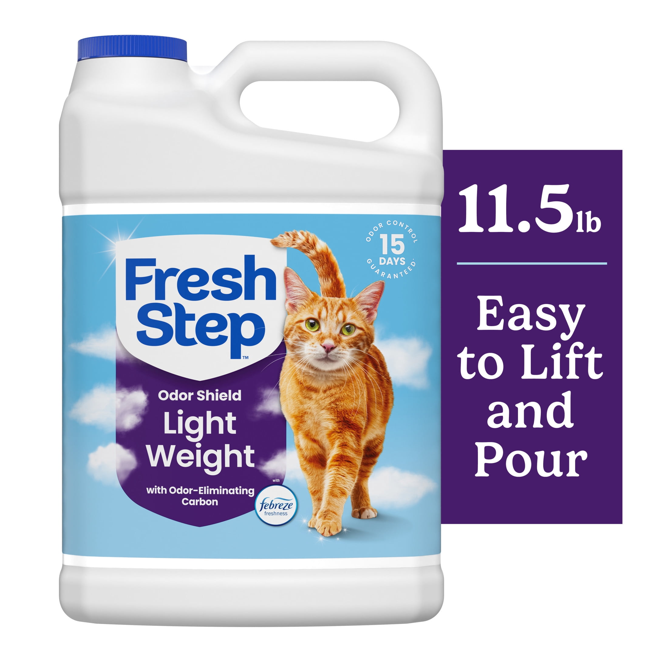 (2 pack) Fresh Step Odor Shield Light Weight Multi-Cat Clumping Cat Litter, Febreze Freshness Scent, 11.5 lb Jug