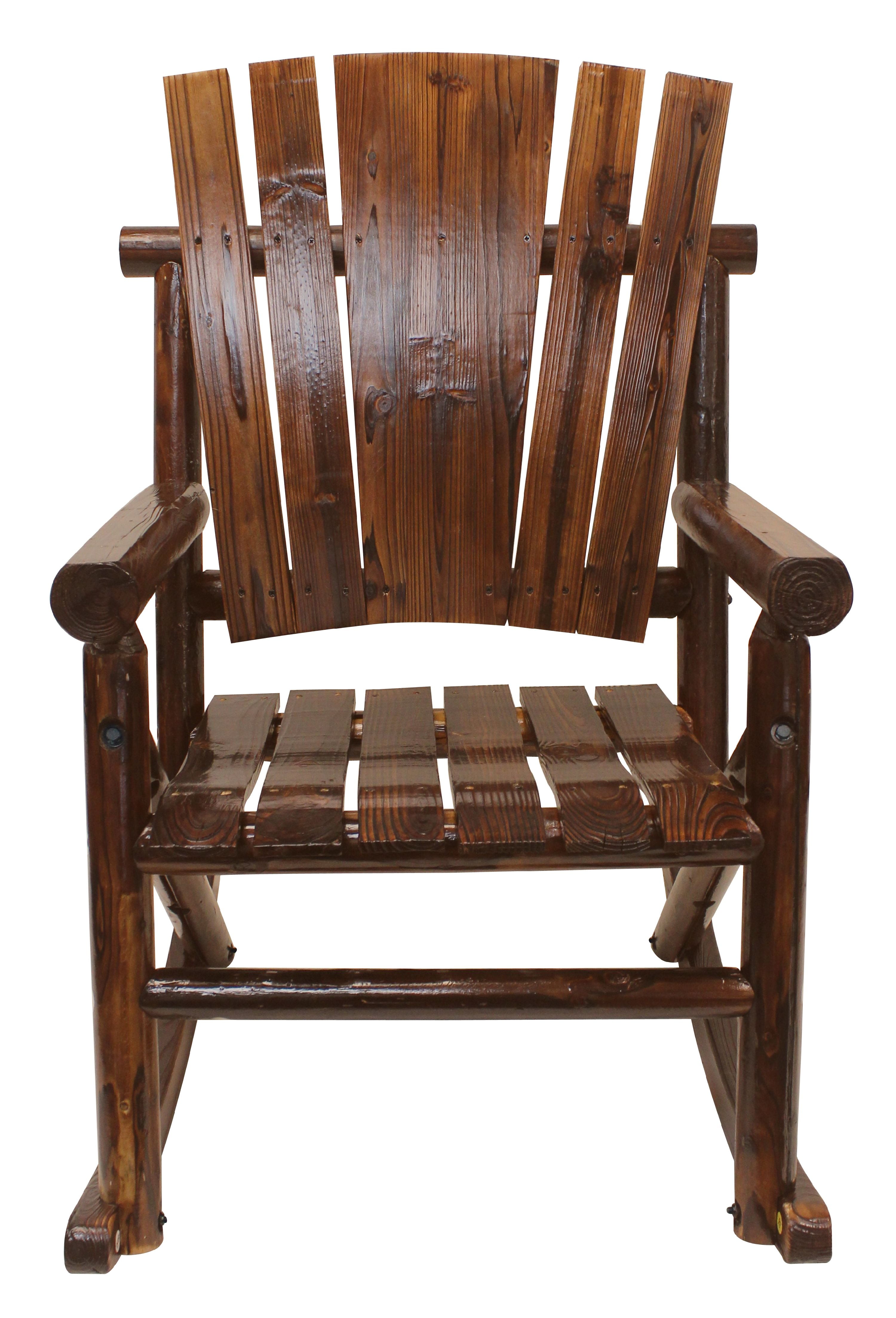 Leigh Country Char-Log Series TX 93859 Adult Wood Outdoor Rocking Chair, Brown