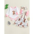 thumbnail image 3 of Michellecmm  Baby Girls Fall Outfit Cow Print Romper and Suspender Skirt Headband, 3 of 9