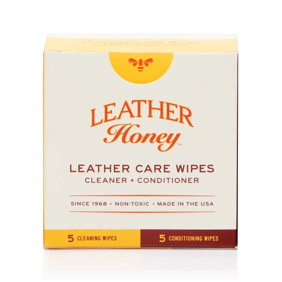 Leather Honey Combination Leather Cleaner and Conditioner Wipes, 10ct