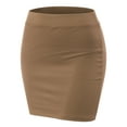 thumbnail image 1 of Doublju Women's Elastic Waist Stretch Bodycon Pencil Mini Skirt TAUPE S, 1 of 3