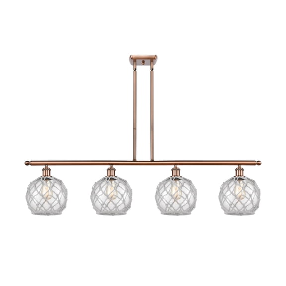 Innovations 516-4I-AC-G122-8RW-LED Farmhouse Rope 3 Light Island Light part of the Ballston Collection, Antique Copper