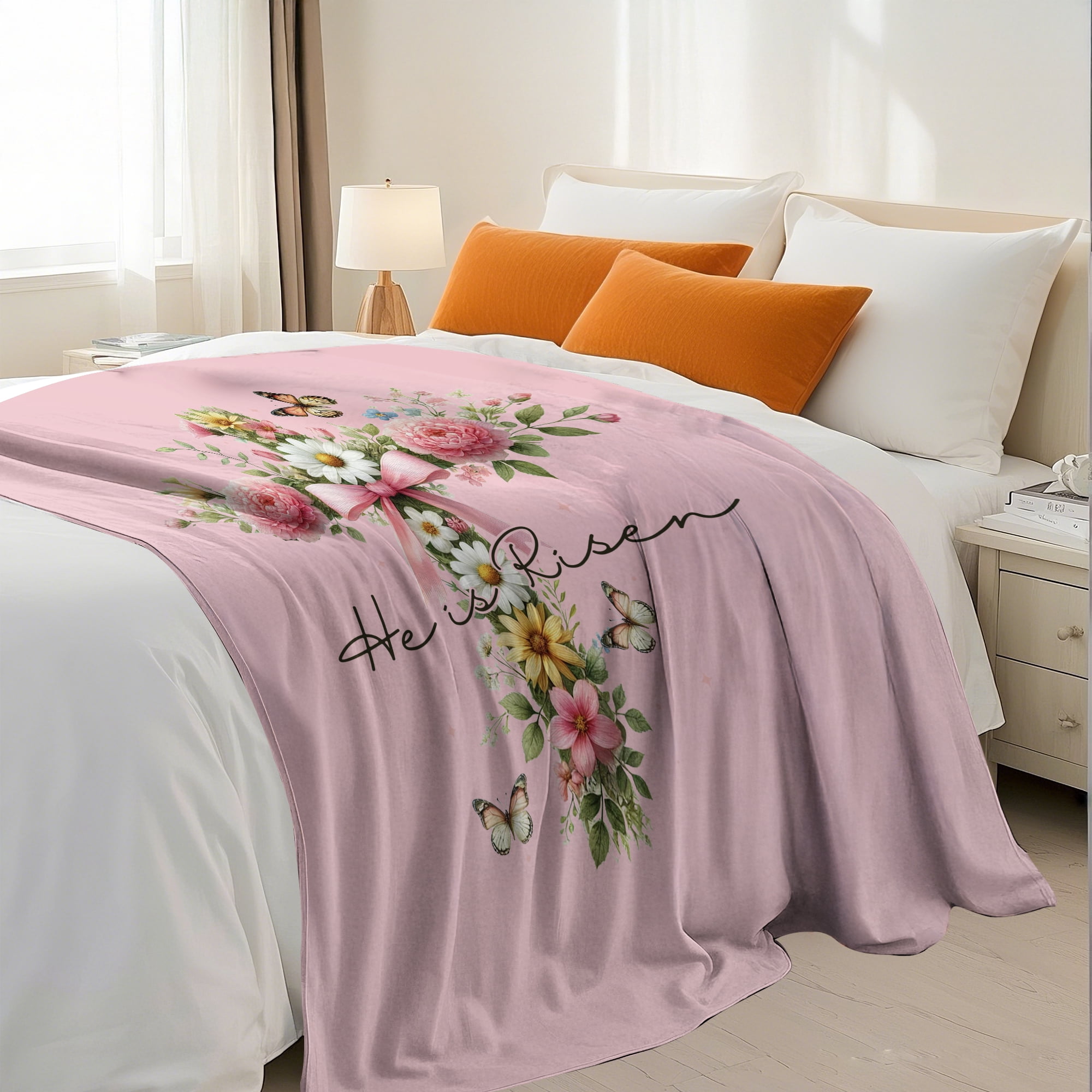 Easter Throw Blanket, Warm Fleece Flannel Bed Blanket, Lightweight Easter Cross Blanket for Sofa Bed Couch 40"x50"