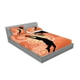 thumbnail image 2 of Ambesonne Orange Fitted Sheet & Pillow Sham Set, Basketball Dunk Athlete, Calking, Pale Orange Black, 2 of 2