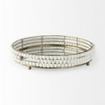 thumbnail image 4 of Decatur I White Wooden Bead Mirrored Bottom Round Tray, 4 of 4