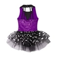 thumbnail image 4 of YONGHS Kids Girls Sleeveless Polka Dots Print Tutu Mesh Dance Dress 6-14 Purple 6, 4 of 5
