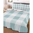 thumbnail image 2 of Quilts Full Size, Aqua White Buffalo Check Soft Comforter Bedding Set for Bed, Farmhouse Plaid Modern Geometric Lightweight Quilted Bedspread with Pillow Cover(2 Pieces) for All Season, 78x90 Inch, 2 of 6
