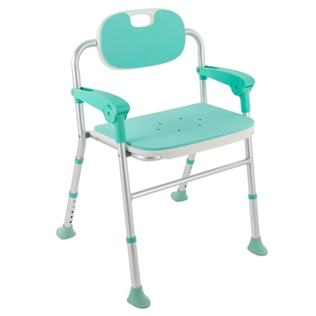 TFCFL 125kg/275lbs Foldable Shower Seat Heavy Duty Floorstanding Shower Bench Folding Bath Chair Adjustable Height