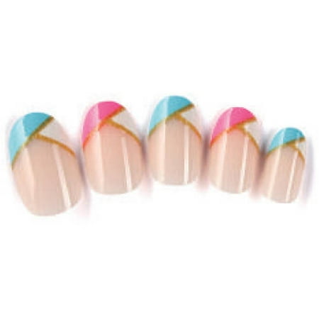 OH Fashion Stick on Nails and Fake nails Daily Chic, 24 pcs, Frech Pattern Pink & Blue, manicure, beauty, nail filer, nail file, manicure set, pedicure set, nail care