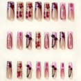 thumbnail image 2 of Presiona las uñas BABALAL, largas, cuadradas, rosadas y rojas, punta francesa, 24 unidades, 2 of 7
