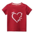 thumbnail image 1 of Penkiiy Haut à Manches Courtes Imprimé Cœur pour Enfants Garçons Filles, Col Rond, Couleur Unie, 3-4 Ans, Rouge, 1 of 6