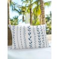 thumbnail image 6 of Outdoor Pillows Waterproof, Modern Minimalist Bedding Throw Pillows with Insert for Couch Sofa Bed, Light Blue Rustic Leaves Stripes 12x20 Inch Pillowcases Decorative Camping Patio Pillow Set of 1, 6 of 8