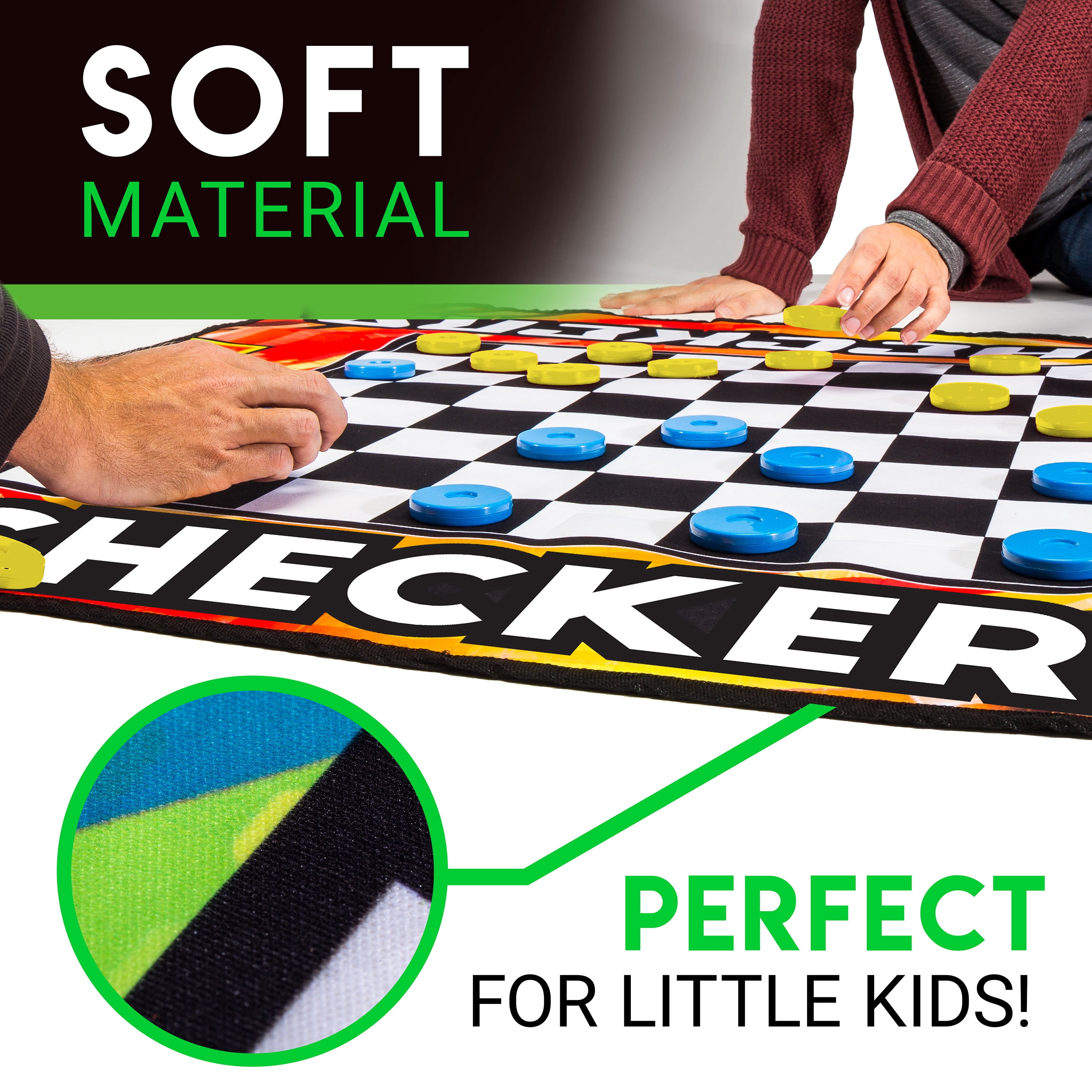 Franklin Sports Checkers and Four in a Row Mat Game - addictive Family Fun! - Soft Play Mat for Kids of all Ages - Comes with 42 Plastic Pucks