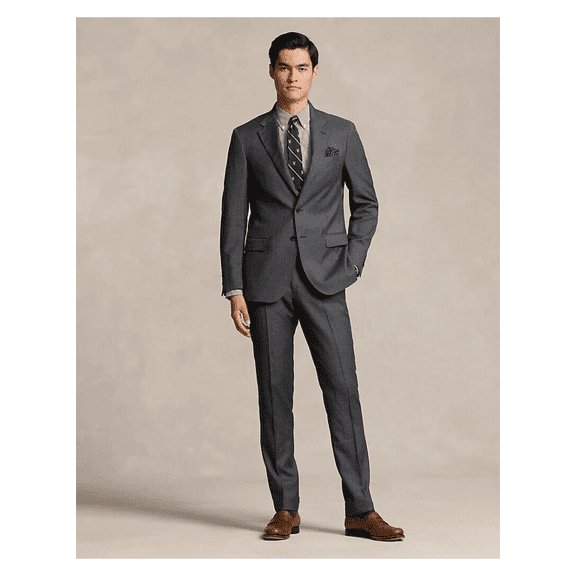 $495 Ralph Lauren Mens Classic-Fit Two Button Formal Suit, Medium Grey, 41LX35W