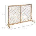 thumbnail image 2 of 2-Panel Handcrafted Wrought Iron Mesh Geometric Fireplace Screen, Rustic See-through Barrier with Magnetic Doors and 2 Handles for Home, Apartment and Dorm, 44x33in - Gold, 2 of 5