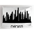thumbnail image 1 of Illinois Pillow Sham, Chicago City Silhouette with Skyscrapers and Hight Buildings USA Urban Skyline, Decorative Standard Queen Size Printed Pillowcase, 30" X 20", Black White, by Ambesonne, 1 of 2