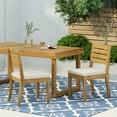 thumbnail image 2 of GDF Studio Zeila Outdoor Acacia Wood Dining Chair with Cushions, Set of 2, Sandblasted Natural Brown, Beige, 2 of 7