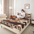 thumbnail image 4 of Castle Fairy Western Cowboy Boots Hat Twin Sheet Sets 3pcs for Female Men Women,Bohemian Tribal Aztec Twin Fitted Sheet Microfiber,Farmhouse Animal Cow Print Breathable Flat Sheet, 4 of 7