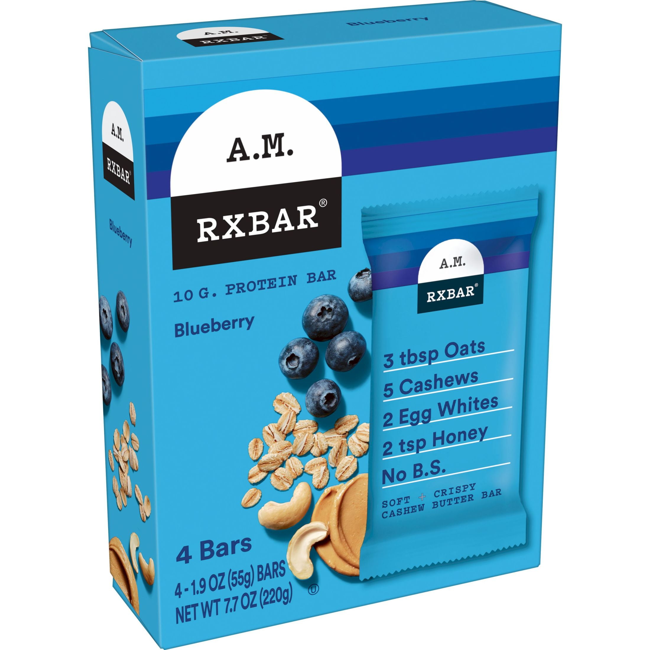 RXBAR A.M. Protein Bars, Blueberry, 7.7 oz, 4 Count