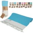 thumbnail image 6 of Nova Luxury Linen Quick Dry Turkish Beach Towels 100% Organic Cotton, Aqua, 6 of 7