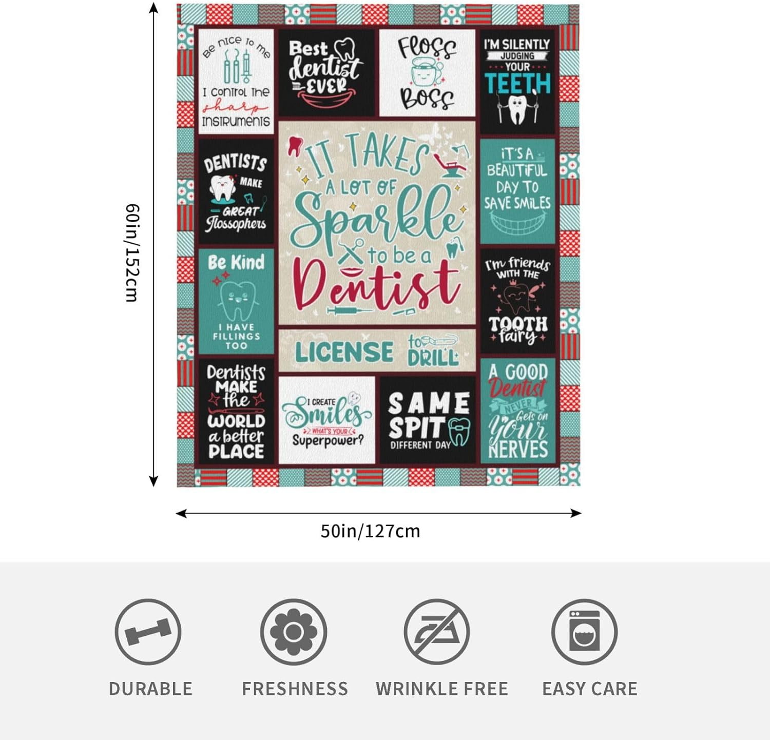 Dentist Gift, Xmas Gifts for Dentist, Dentist Gifts for Women, Dentist Appreciation Gifts, Dentist Gift for Christmas, Dental Gifts for Dentist/Coworkers Women, Best Dentist Gift Throw Blanket 60"x50"