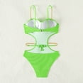 thumbnail image 3 of Generic Women's One Piece Swimsuits Sexy Hollow Out Metal Chain Strap Bathing Suits High Waist Back Tie Bikini Swimwear, 3 of 6