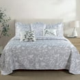 thumbnail image 4 of Home Soft Things 6 Piece Birdsong Printed Quilt Bedspread Set - Grey - Oversized King (122"x106"), 4 of 12