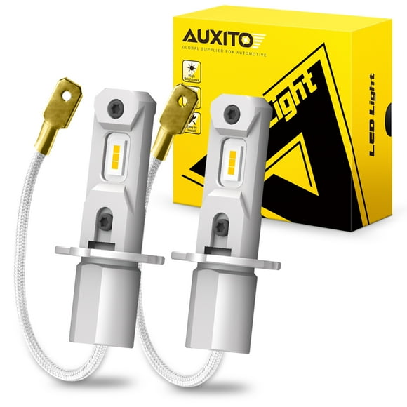 AUXITO Ampoule Anti-Buée LED H3, Puces CSP Jaune Ambre, 30W 6000Lumen Extrêmement Lumineuse, Canbus Sans Erreur, Longue Durée de Vie, Facile à Installer, Ampoules Halogènes H3 Remplacement DRL, Lot de 2
