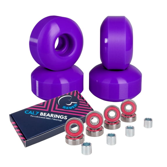 Cal 7 52mm 99a Longboard Flywheels   ABEC 7 Bearings and Spacers (Purple)