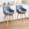 thumbnail image 2 of Zesthouse 26.8″ Swivel Counter Height Bar Stools Set of 2, Upholstered Linen Bar Stools with Back and Wood Legs, Mid Century Modern Barstool Island Chairs for Kitchen Counter, Blue, 2 of 10