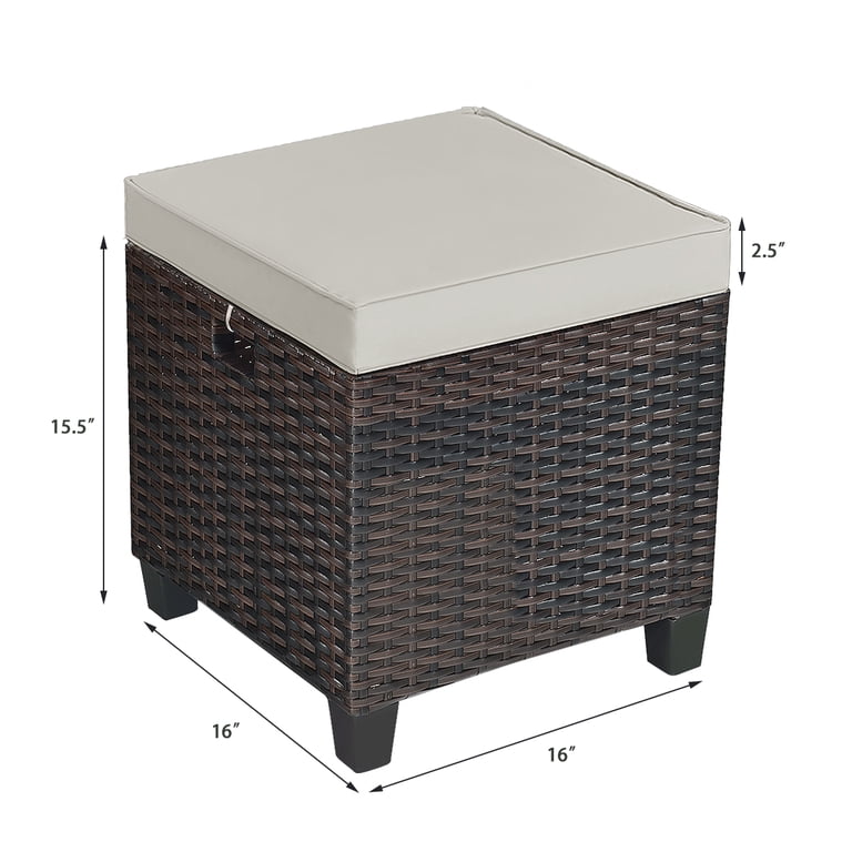 Gymax Rattan Ottoman Set, 2-Piece with Cushions photo 3