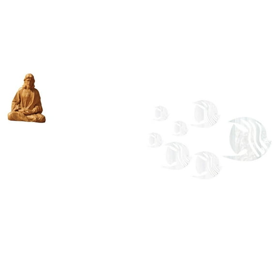 CarpNettore Sacred Heart Jesus Statue Collectible Figurine for Hallway Bedroom Office Desk Fireplace with Acrylic Mirror Wall Stickers Fish Decals Removable Art Decor for Sofa TV Background