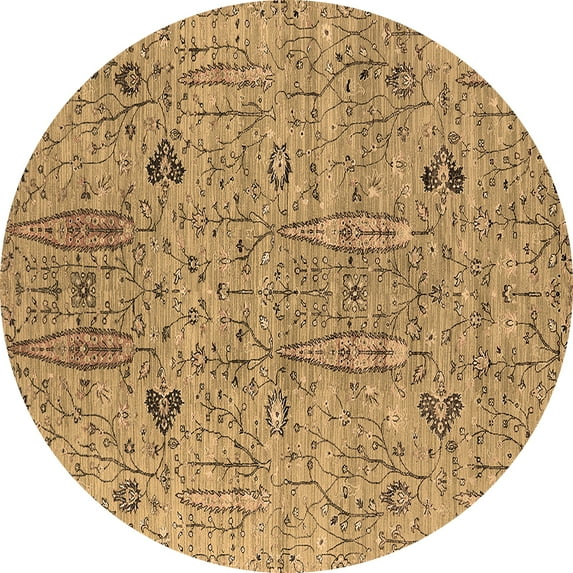 Ahgly Company Indoor Round Oriental Brown Industrial Area Rugs, 5' Round