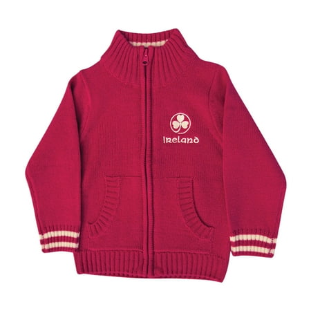 

Traditional Craft Ltd. Girl Boy s Red 100% Acrylic Knit Ireland Full Zip Kids Jacket
