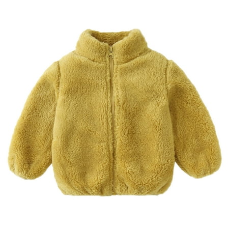 

dmqupv Kids Winter Coat Toddler Boys Girls Long Sleeve Winter Solid Zippered Coat Jacket Thicken Warm Outwear Outerwear Yellow 18-24 Months