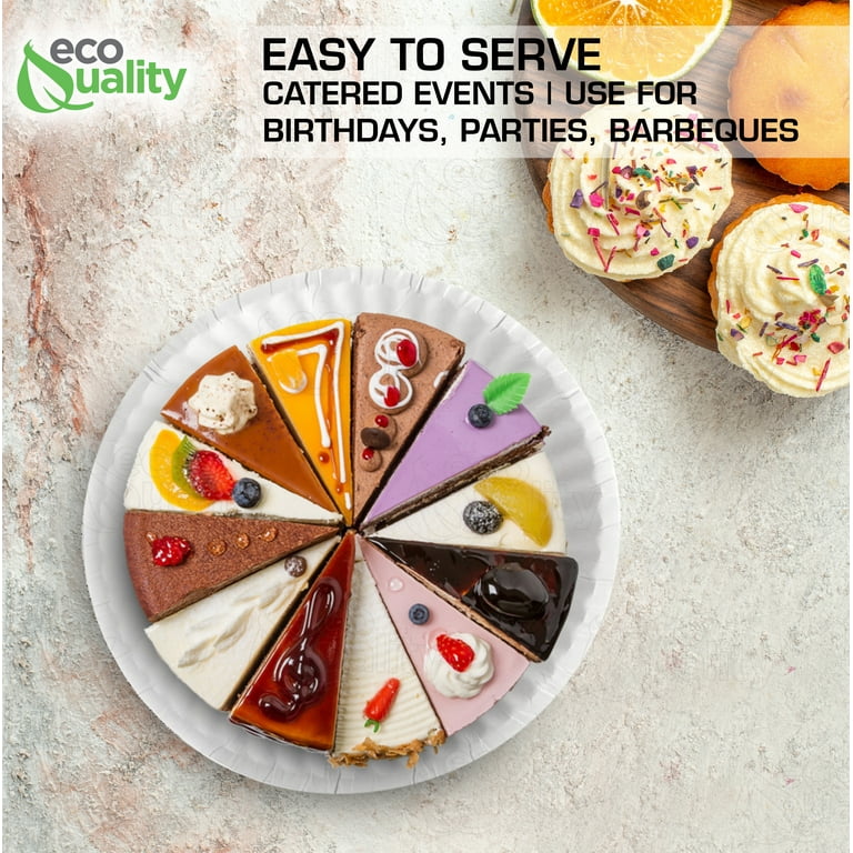 [800 Pack] White Disposable Paper Plates 9 inch by EcoQuality - Perfect for Parties, BBQ, Catering, Office, Event's, Pizza, Restaurants, Recyclable