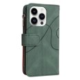 thumbnail image 4 of Allytech Flip Wallet Case for iPhone 15 Pro, Vintage PU Leather Folio Stand Shockproof Zipper Pocket 9 Cards Slots Protective Wallet Case Cover for Apple iPhone 15 Pro 6.1" - Green, 4 of 13