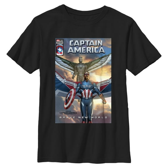 Boy's Captain America: Brave New World Falcon and Captain America Comic Book Cover  Graphic T-Shirt