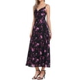 thumbnail image 4 of INSPIRE CHIC Women's Floral Print Dress Knot Front Sweetheart Neck Split Elegant Maxi Dress L Purple Pink, 4 of 5