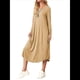 thumbnail image 3 of Vestido Informal Holgado de Cuello Redondo y Larga para Mujer, con Bolsillos Inclinados y Dobladillo Curvo. Caqui XXL, 3 of 9